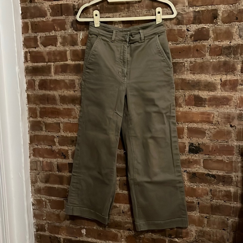 Olive colored, Everlane, Wide Leg Pants